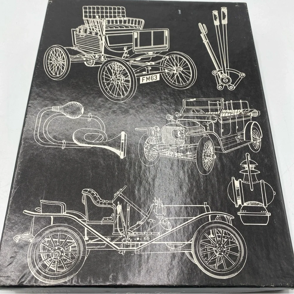 Vintage AMERICAN GREETINGS Stationery BOX Old Cars Notepaper Fold Envelopes USA